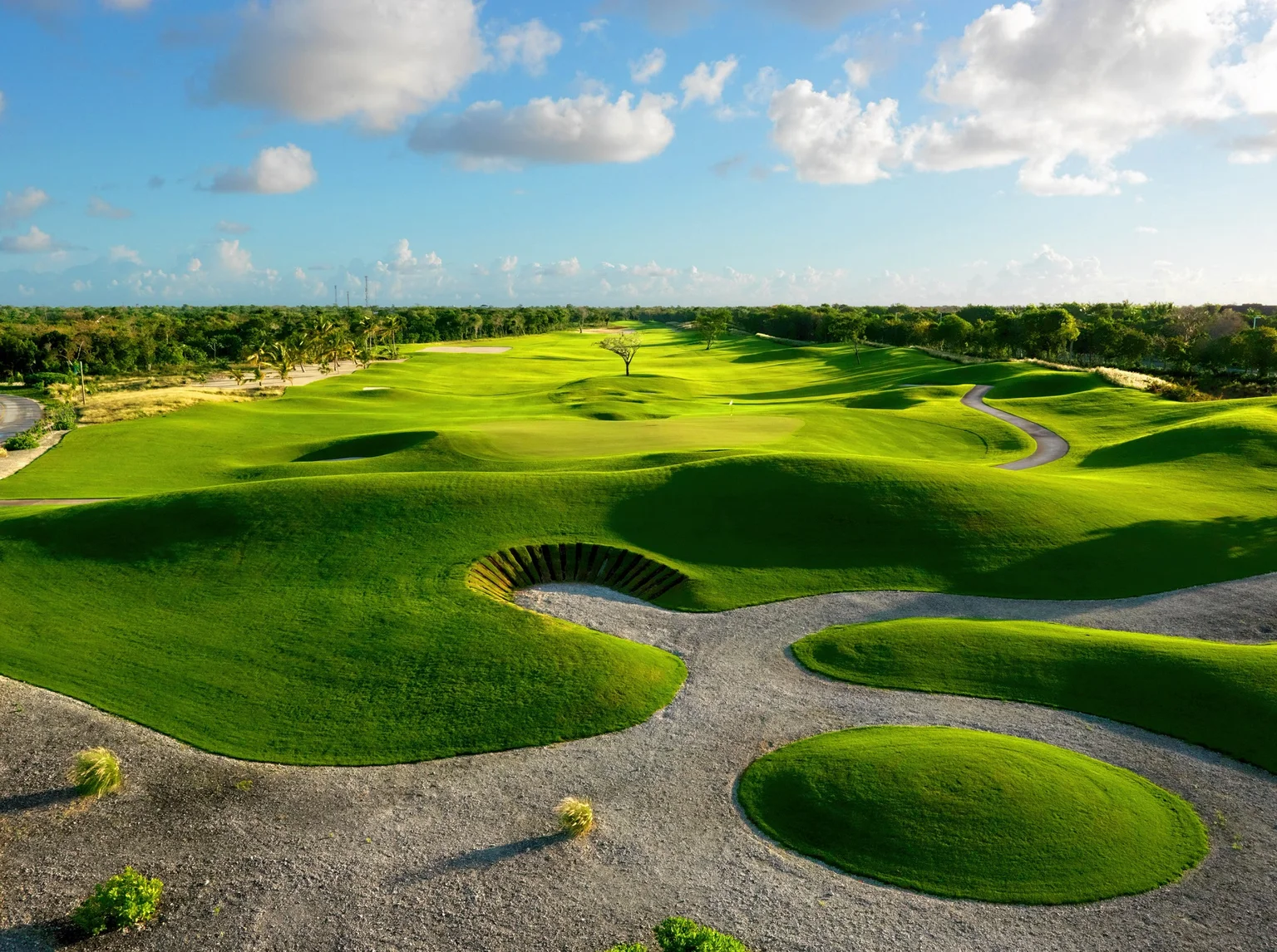 La Cana Golf Course fairway and sculpted bunkers