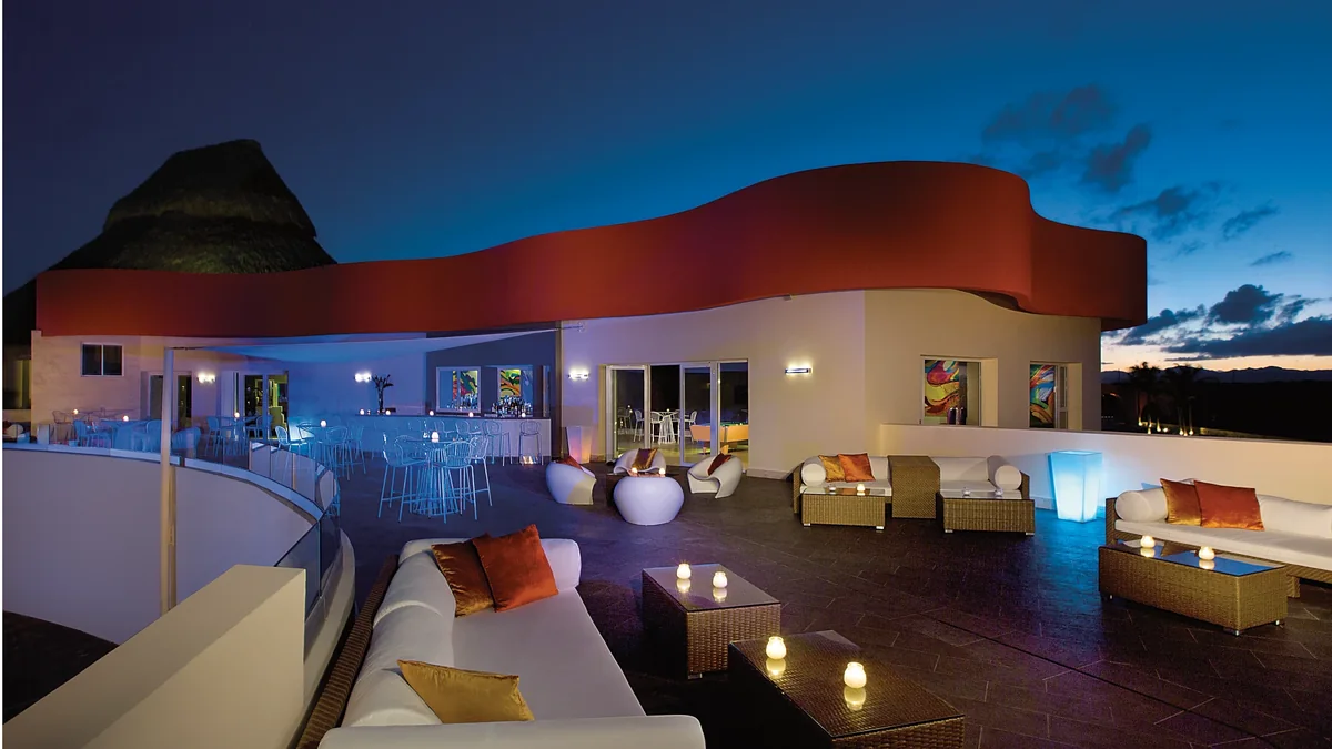 End Zone terrace at Breathless Punta Cana Resort & Spa at dusk