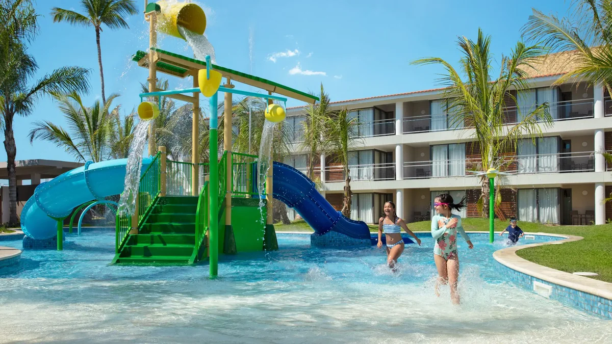 Water slides and children’s splash area at Dreams Flora Resort & Spa
