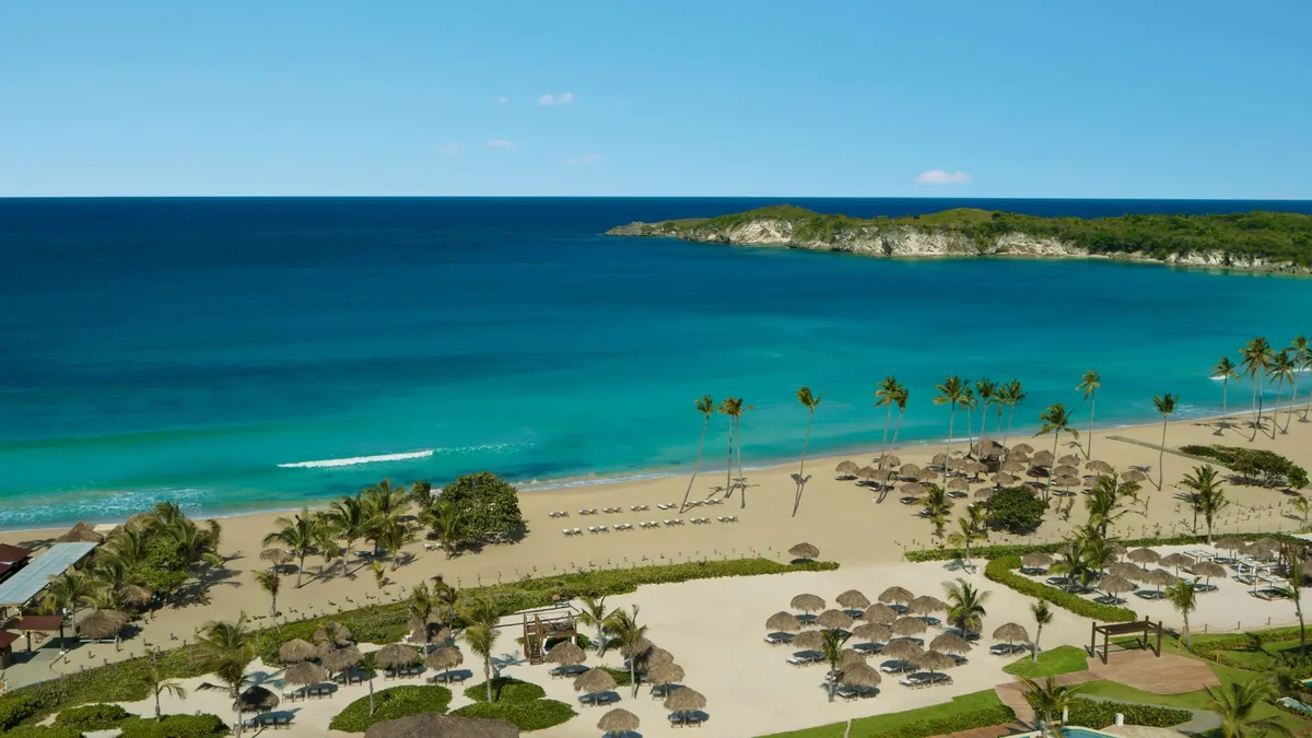 Panoramic beachfront and ocean beside Dreams Macao Beach Punta Cana