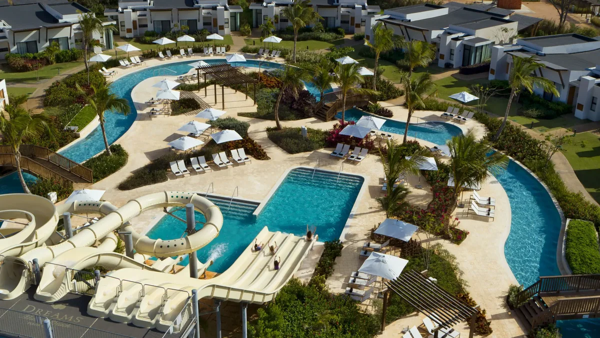 Water slides and pools at Dreams Macao Beach Punta Cana