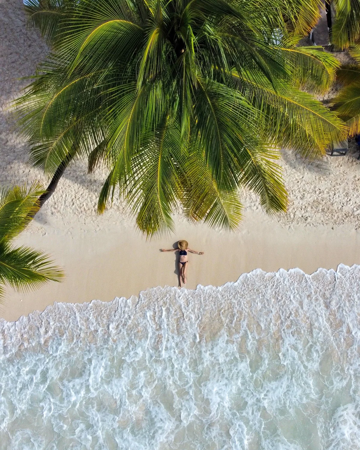 A beachgoer rests beneath palm shade along the La Altagracia coast
