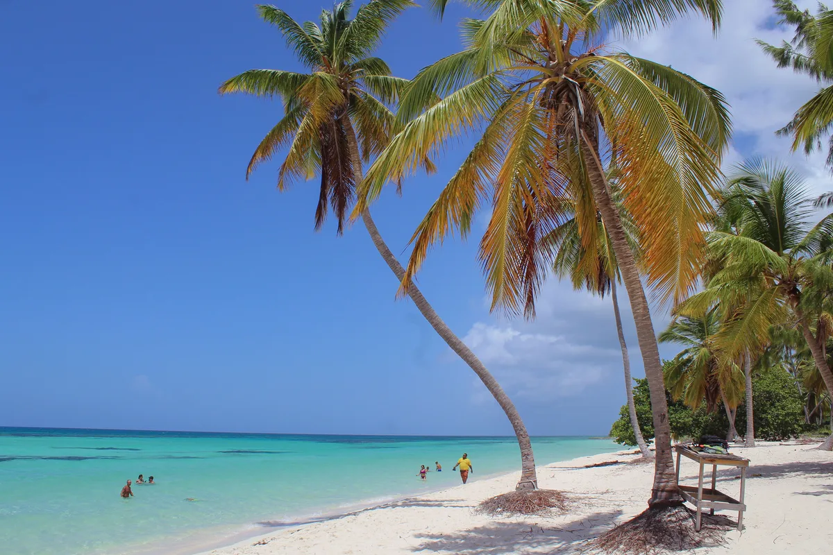 Palm-lined La Altagracia beach with turquoise water