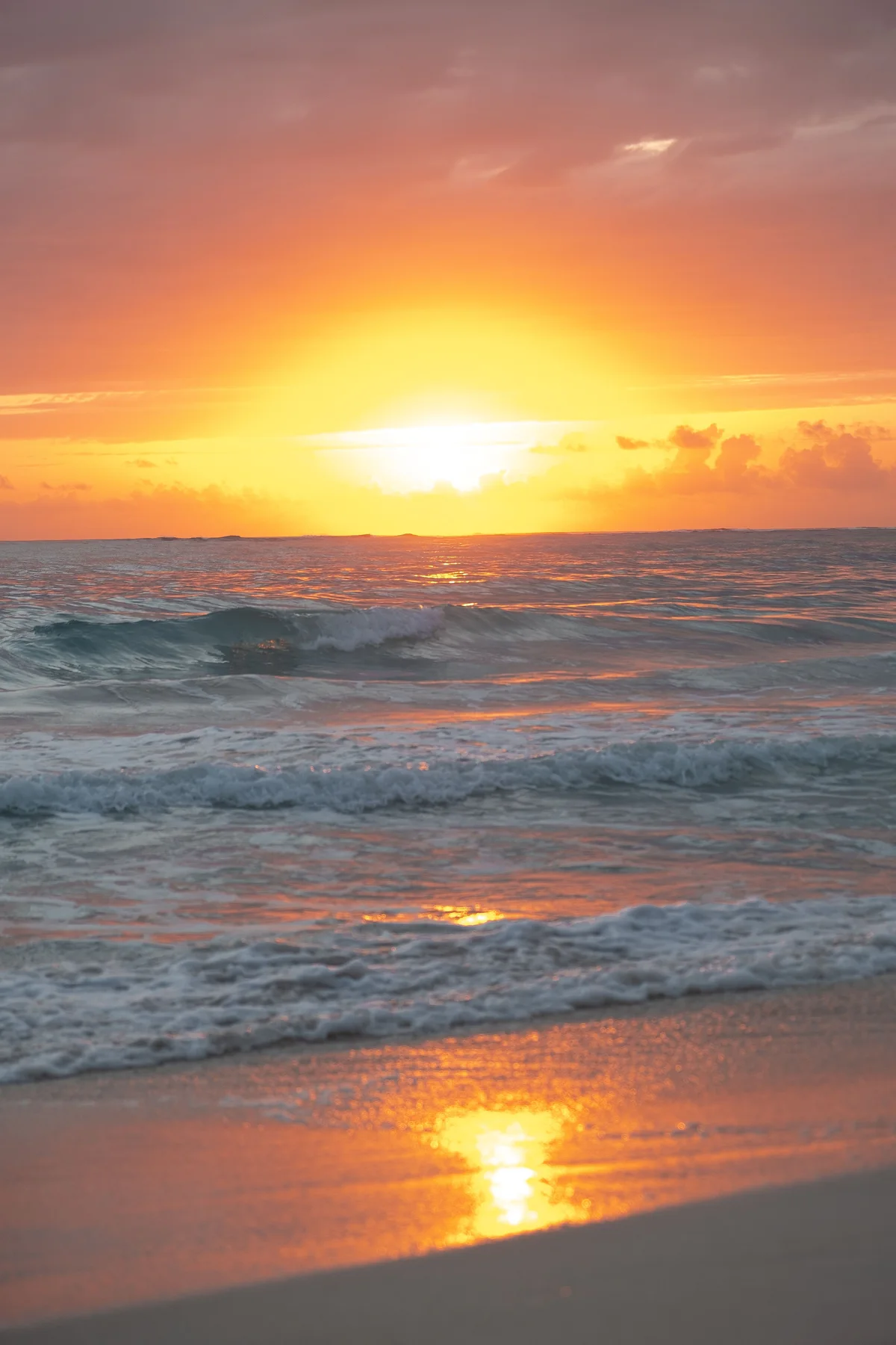 Sunset waves on a Punta Cana beach