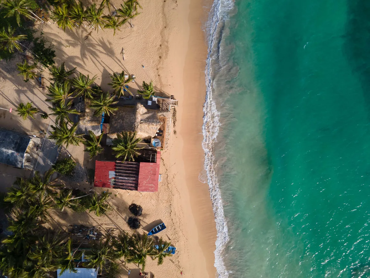 Aerial Dominican Republic beach scene for route-planning context