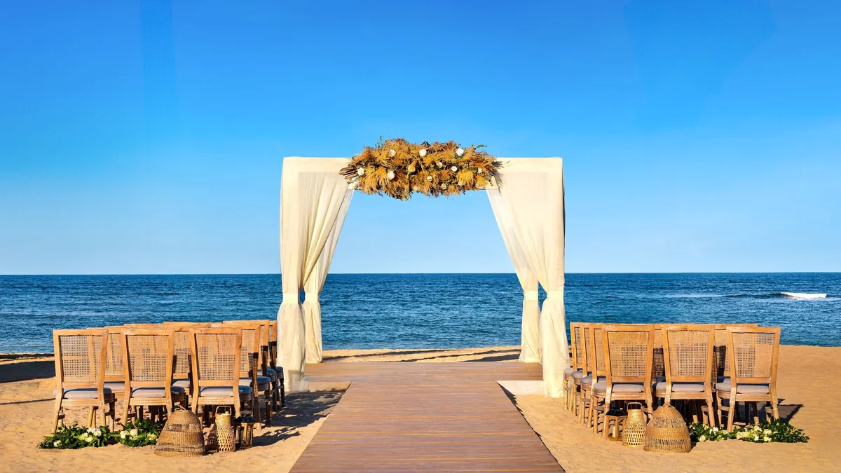 Beach wedding ceremony setting at Secrets Tides Punta Cana