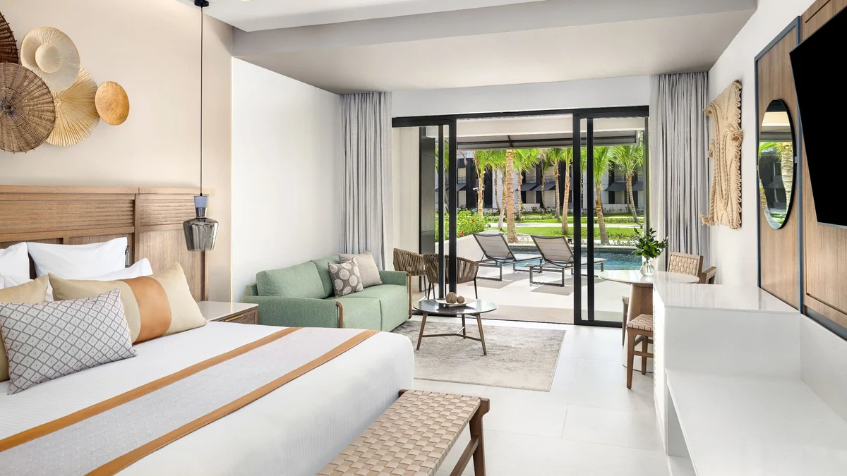 Junior suite and swim-out terrace at Secrets Tides Punta Cana