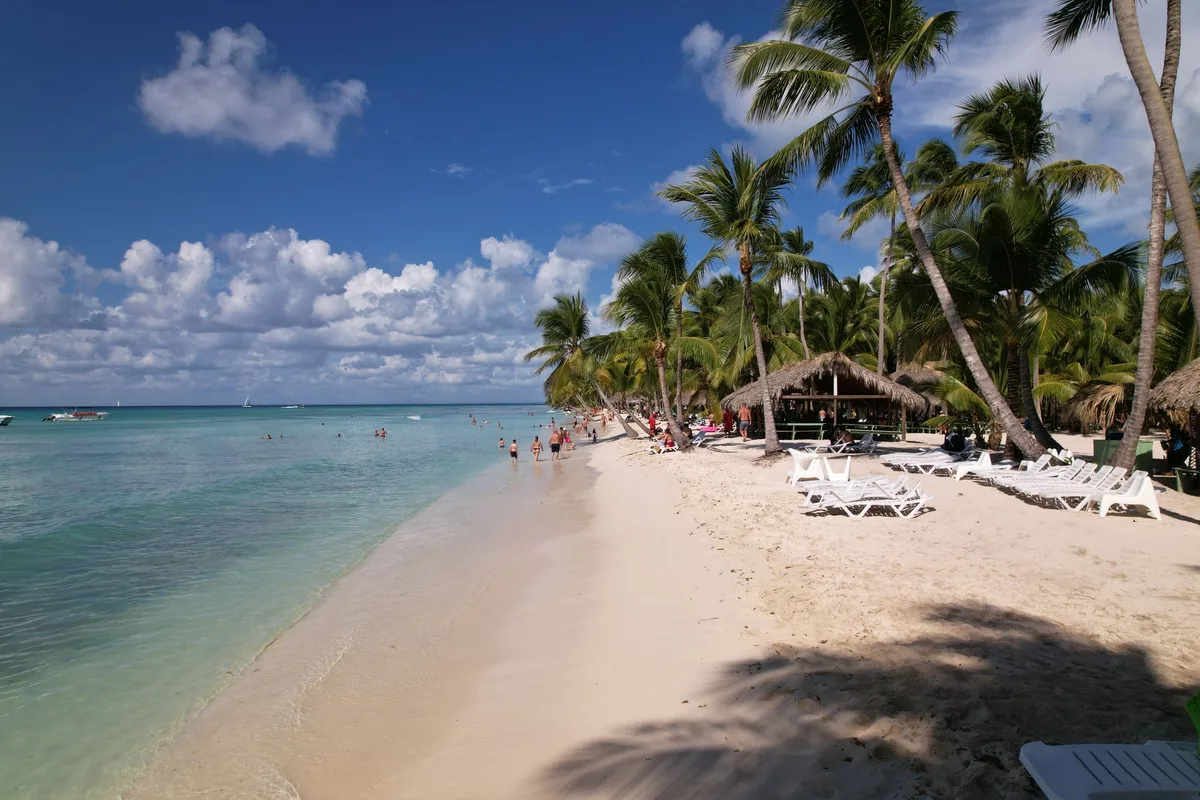 Palm-lined beach in La Altagracia Province