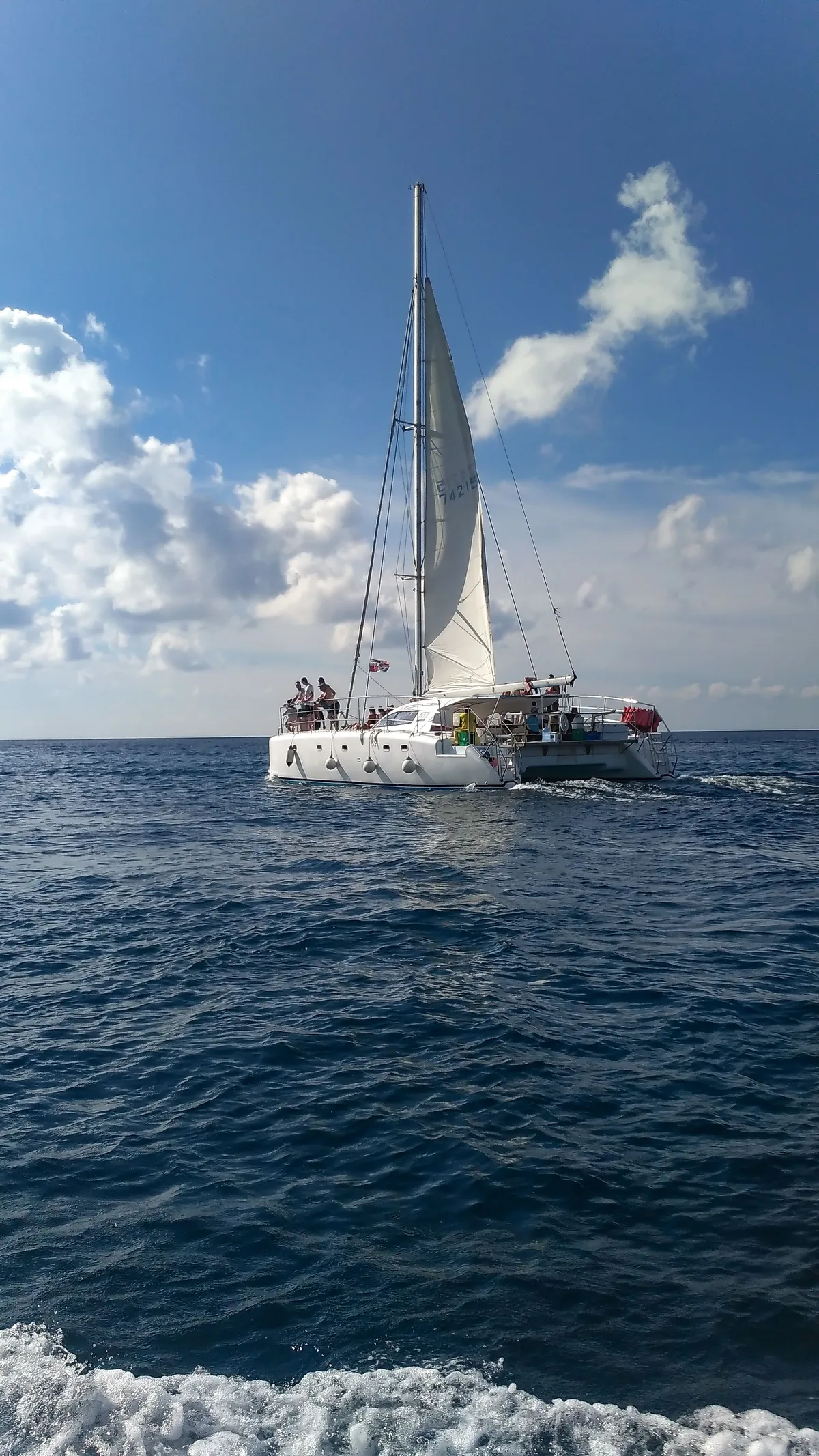 Sailing yacht on blue water in the Dominican Republic