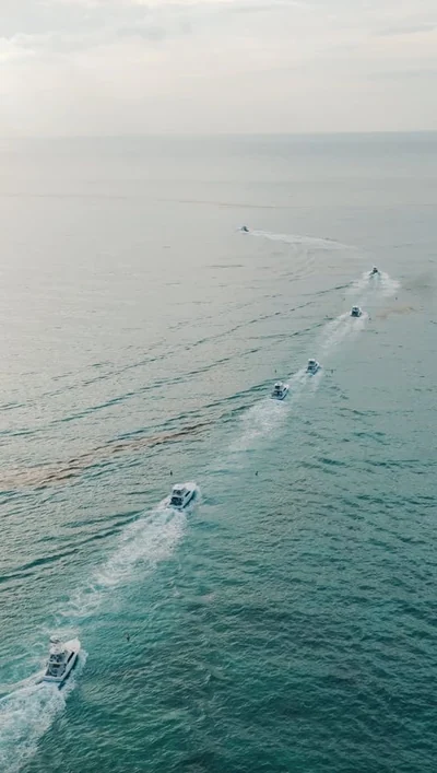 Boats taking part in a fishing tournament off Cabeza de Toro