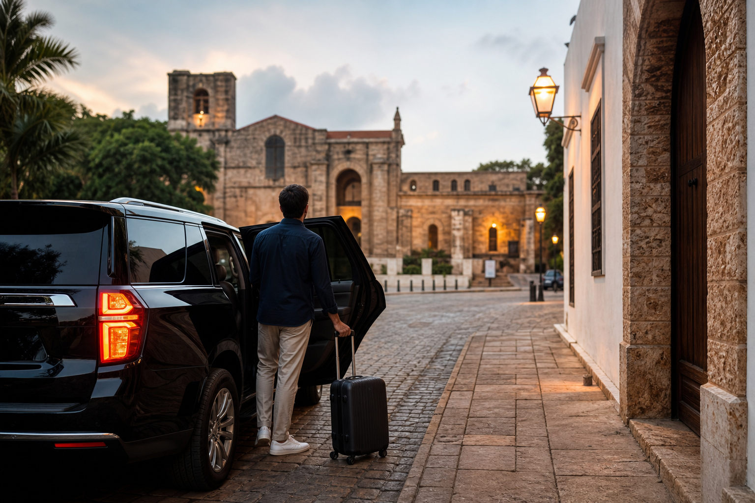 Private transfer arriving near Santo Domingo Colonial Zone